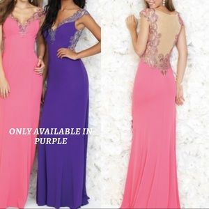 Madison James Sleeveless Purple Prom Formal Dress